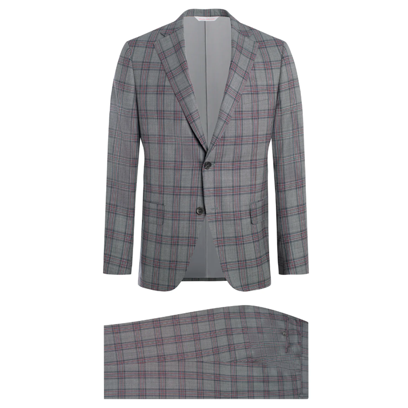 Grey and Red Glen Check Suit