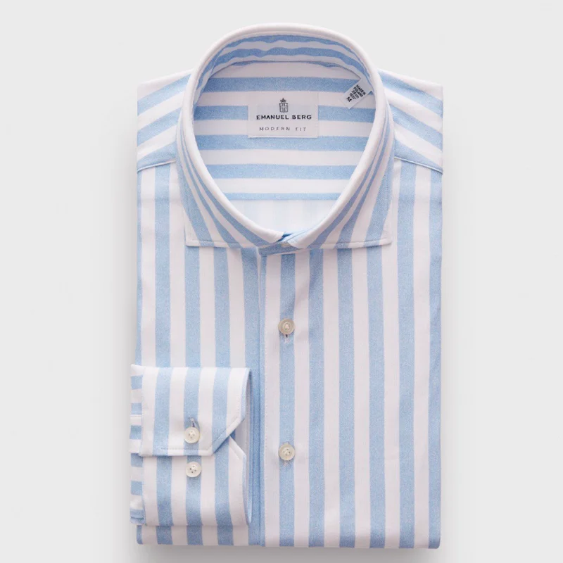 Byron, Light Blue Striped 4Flex Shirt
