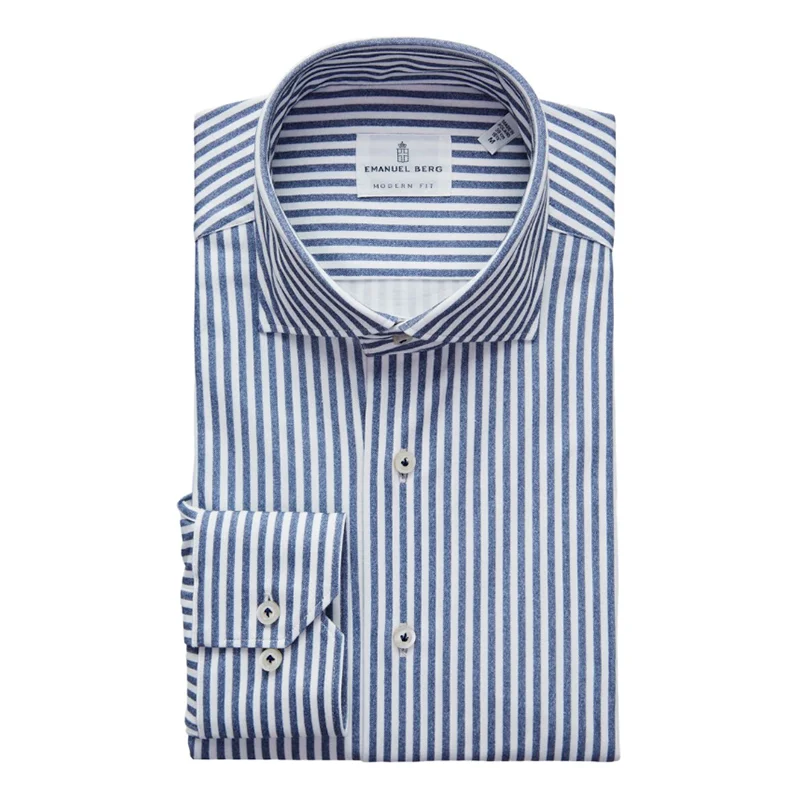 Byron, Navy Blue Striped 4Flex Shirt