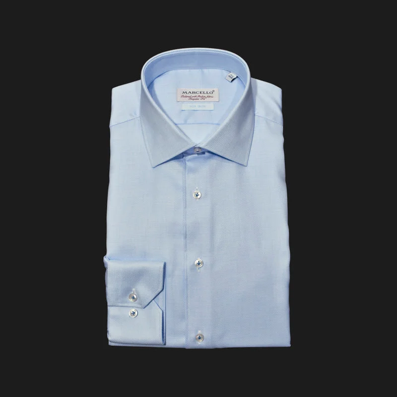 DS100B Blue Fine Piquet Dress Shirt