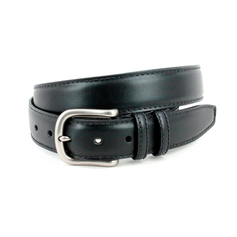 Italian Bridle Leather Casual Belt in Black
