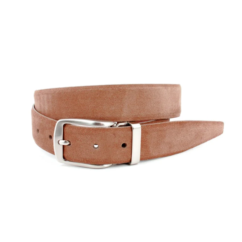 Italian Sueded Calfskin Dress Casual Belt in Whiskey