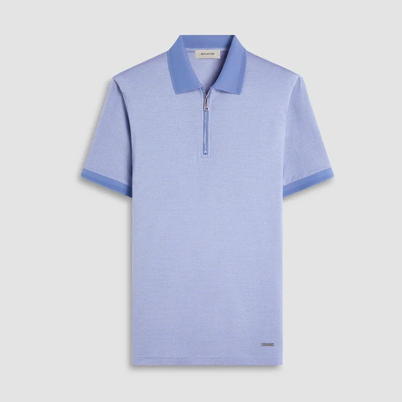 Micro Check Quarter-Zip Polo Shirt