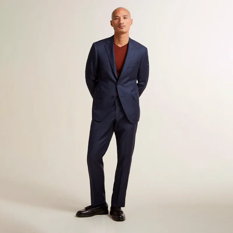 Navy Blue Sharkskin Suit