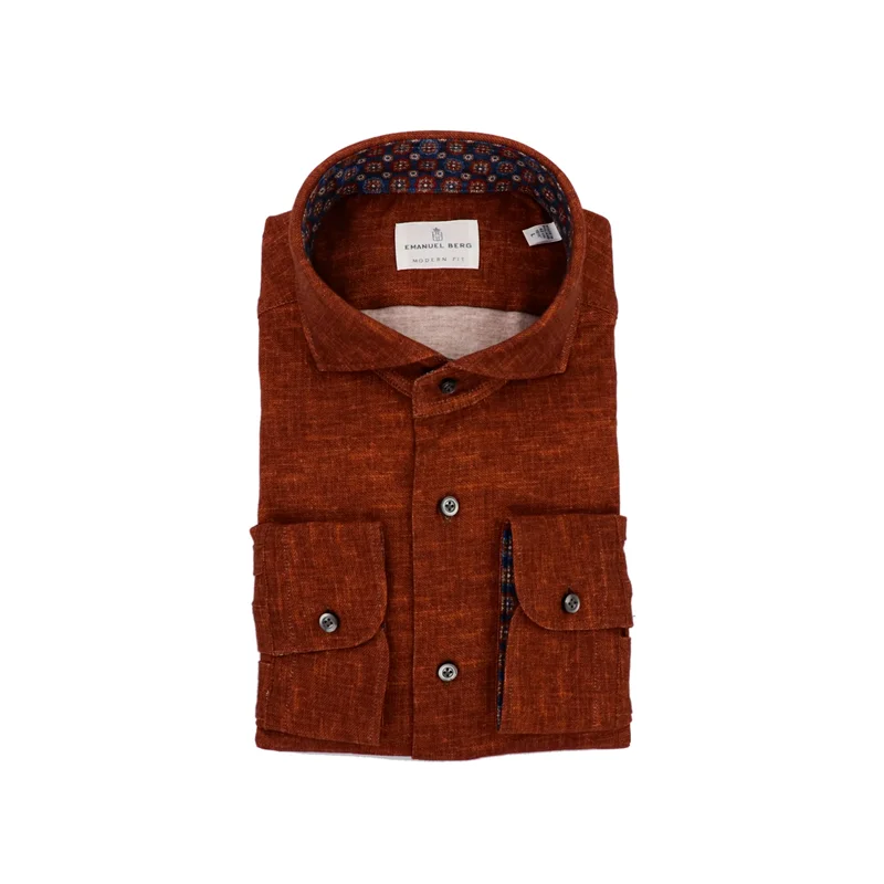 Premium Jersey Knit Sport Shirt in Burned Brown