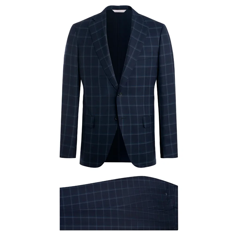 Space Blue 140's Bold Windowpane Suit