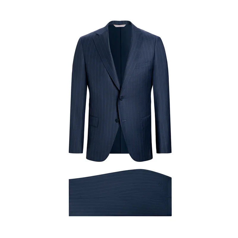 Space Blue Super 130s Chalkstripe Suit