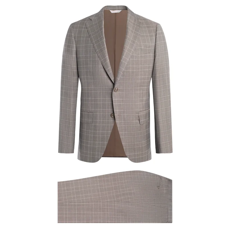 Taupe Plaid Super 150's Suit