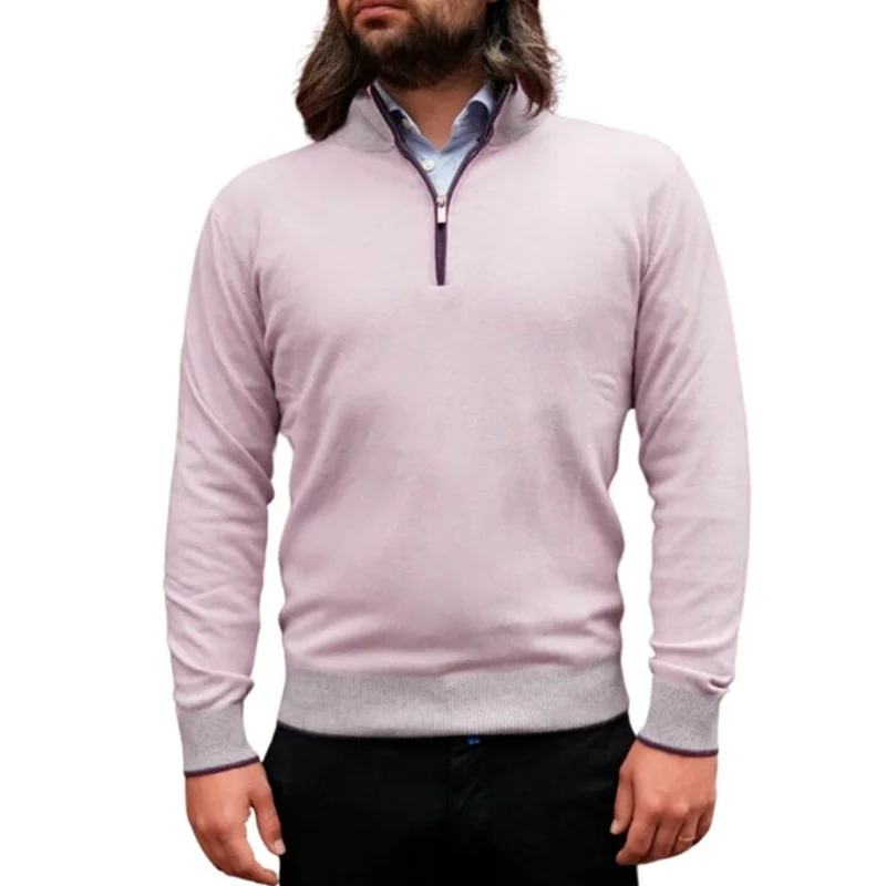 Wool & Cashmere Soft Lilac Half Zip Sweater