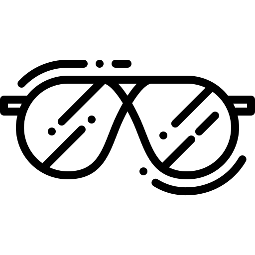 Line icon of aviator-style sunglasses representing men's fashion and accessories.
