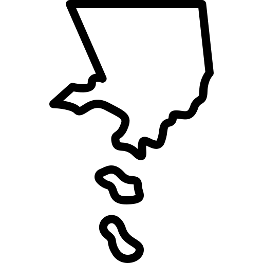 Line icon showing map of Los Angeles with southern islands, representing location or local business.